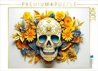 CALVENDO Puzzle Blue Yellow Skull | 1000 Teile Lege-Gr&ouml;&szlig;e 64 x 48 cm...