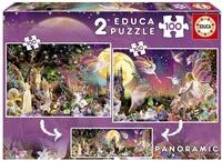 Educa - Puzzle 100 Teile | Feen-Triptychon, 2 x 100 Teile Puzzleset f&uuml;r Kinder ab 6