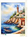 CALVENDO Puzzle Leuchtturm vor dem Hafen | 1000 Teile Lege-Gr&ouml;&szlig;e 64 x 48 cm