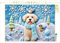 CALVENDO Puzzle Winterzauber mit Hund Filzkunst | 1000 Teile Lege-Gr&ouml;&szlig;e 64 x...