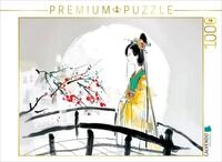 CALVENDO Puzzle Geisha auf der Br&uuml;cke. Tuschemalerei | 1000 Teile Lege-Gr&ouml;&szlig;e...