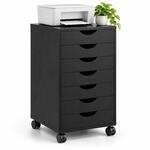 Relaxdays Rollcontainer, 7 Schubladen, HxBxT: 69 x 45 x 40 cm, schwarz 