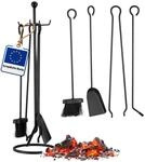 Relaxdays Kaminbesteck 5-teilig, Kamingarnitur zum Aufh&auml;ngen, mit Schaufel,...