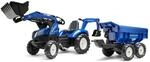 Falk New Holland T8 Tractor + Aanhanger + Lader + Graafarm