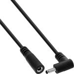 InLine DC Verl&auml;ngerungskabel, Winkelstecker 3,5 x 1,35 mm, schwarz, 5 m 