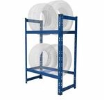 Relaxdays Reifenregal f&uuml;r 4 Reifen, HxBxT: 100 x 60 x 35 cm, blau | 150 kg je Ebene,