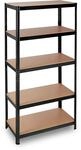 Relaxdays Schwerlastregal, Traglast 875 kg, 5 Ebenen, zum Stecken, Keller, Garage,