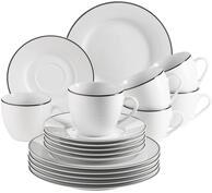 M&auml;ser, Serie Nola, Kaffeeservice 6 Personen modern, Wei&szlig; mit Schwarzem Rand,