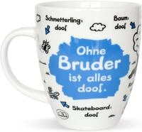 Sheepworld Tasse mit Spruch Ohne Bruder ist alles doof | Porzellan, 45 cl,