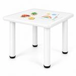 Relaxdays Kindertisch, Kinderzimmer, Garten, M&auml;dchen & Jungen, wei&szlig; | HxBxT: