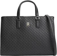 Tommy Hilfiger Damen Satchel Bag Tasche Daily mit Monogramm-Pr&auml;gung, Schwarz