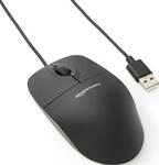 Amazon Basics Optische PC-Maus mit Kabel, 3 Tasten, USB, Windows und Mac OS, Schwarz