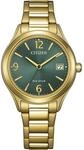 Citizen Eco-Drive Damenuhr Edelstahl, Gr&uuml;n, 33.5 mm, FE6122-64X | Analog...