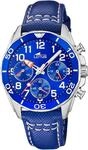 Lotus Jungenuhr Analog aus Edelstahl und Leder Blau | Quarzwerk, Kinderuhr,