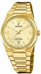 Festina Swiss Made Herrenuhr Analog aus Edelstahl 316l Goldfarben | Quarzwerk,