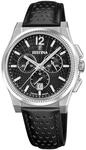 Festina Swiss Made Herrenuhr Analog aus Leder Schwarz | Quarzwerk, Chronograph,