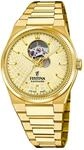 Festina Swiss Made Uhr Automatik Herren aus Edelstahl 316l Goldfarben | Analoge