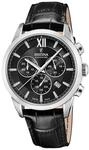 Festina Swiss Made Herrenuhr Analog aus Leder Schwarz | Quarzwerk, Chronograph,