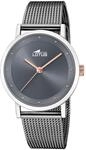 Lotus Damen Uhr Analog aus Edelstahl 316L Grau - Quarzwerk - Mineralglas