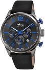 Lotus Herrenuhr Analog aus Leder Schwarz | Quarzwerk, Chronograph, Kalender,