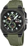 Lotus Herren Analog Uhr Kautschuk Gr&uuml;n - Quarz - Chronograph - Kalender -