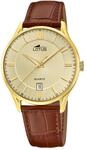 Lotus Herrenuhr Analog aus Edelstahl und Leder Braun | Quarzwerk, Kalender,
