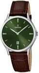 Festina Herren Uhr Analog mit Braunem Lederarmband - Quarzwerk - Kalender -