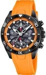 Lotus Herrenuhr Analog aus Kautschuk Orange | Quarzwerk, Chronograph, Kalender,
