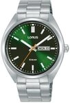 Lorus Herren Analog Quarz Uhr mit Edelstahl Armband,Silber/Gr&uuml;n