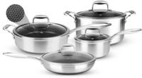 NutriChef Edelstahl Kochgeschirr Set 8-teilig &ndash; Triply T&ouml;pfe und Pfannen