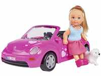 Simba 105731539 - Evi Love Evi's Beetle, Evi mit Auto, Auto: 22cm, mit Hund,