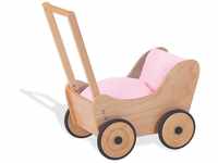 Pinolino Puppenwagen Sarah, aus Holz, mit Bremssystem, Lauflernhilfe mit...
