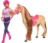 Simba 105730939 - Steffi Love Riding Tour, im Reitoutfit, mit 2 Pferd, vollbewegliche