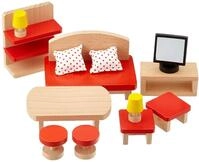 goki 51716 Puppenm&ouml;bel Wohnzimmer, Basic, Natur