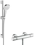 hansgrohe Croma Select E Thermostatset (0,65m, 3 Strahlarten) Wei&szlig;/Chrom