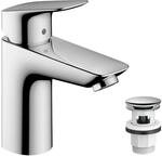 hansgrohe Logis - Waschtischarmatur mit Push-Open Ablauf, Wasserhahn Bad mit Auslauf