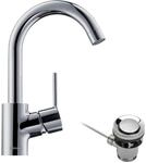 hansgrohe Talis S - Waschtischarmatur mit Zugstangen-Ablauf, 360&deg; schwenkbar,