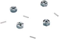 TAMIYA TAM53056 300053056 - Alu Radmitnehmer Sechskant (4), 12 mm, Silber