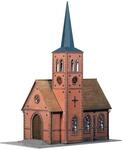 FALLER Kleinstadt-Kirche Modellbausatz mit 50 Einzelteilen 200 x 118 x 270 mm I
