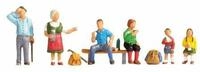 NOCH&reg; Wanderer, Modelleisenbahn 6 Figuren-Set, 1:87 H0 handkolorierte Figuren...