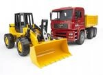 bruder 02752 - Man TGA Kipplastwagen mit Gelenkradlader FR130 - 1:16 Fahrzeug,...