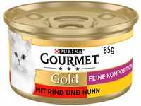 Gourmet PURINA GOURMET Gold Feine Komposition Katzenfutter nass, mit Rind und...