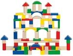 goki 58669 Bausteine aus Holz, 100-teilig, bunt & Natur, Baukl&ouml;tze f&uuml;r Kinder,