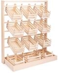 small foot Verkaufsstand aus Holz, gro&szlig;er Stand mit zw&ouml;lf leeren Kisten, stabile