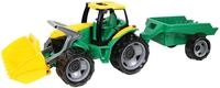 Lena 02123 - Giga Trucks Traktor mit Schaufel und Anh&auml;nger gr&uuml;n, Starke Riesen