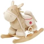 roba Schaukelpferd, Schaukeltier aus Holz mit Stoff-Polsterung, Schaukelsitz mit