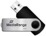 MediaRange USB-Stick USB 2.0 64GB, schwarz | mit Drehkappe | Plug & Play | f&uuml;r