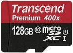 Transcend TS128GUSDU1 Premium Class 10 microSDXC 128 GB Speicherkarte mit SD-Adapter