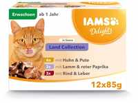 Iams Delights Land Collection Katzenfutter Nass - Multipack mit Fleisch Sorten...