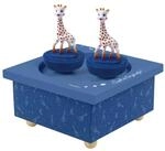 Trousselier 6295195 Spieluhr mit tanzenden Figuren f&uuml;r Kinder, Giraffen, blau,